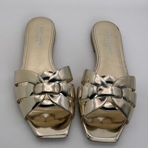 Saint Laurent Metallic Gold Nu Pieds 05 Slide Sandals Size 39